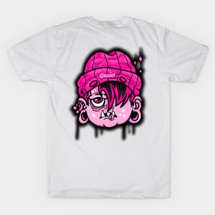 Emo Cartoon Monster Pink Design T-Shirt